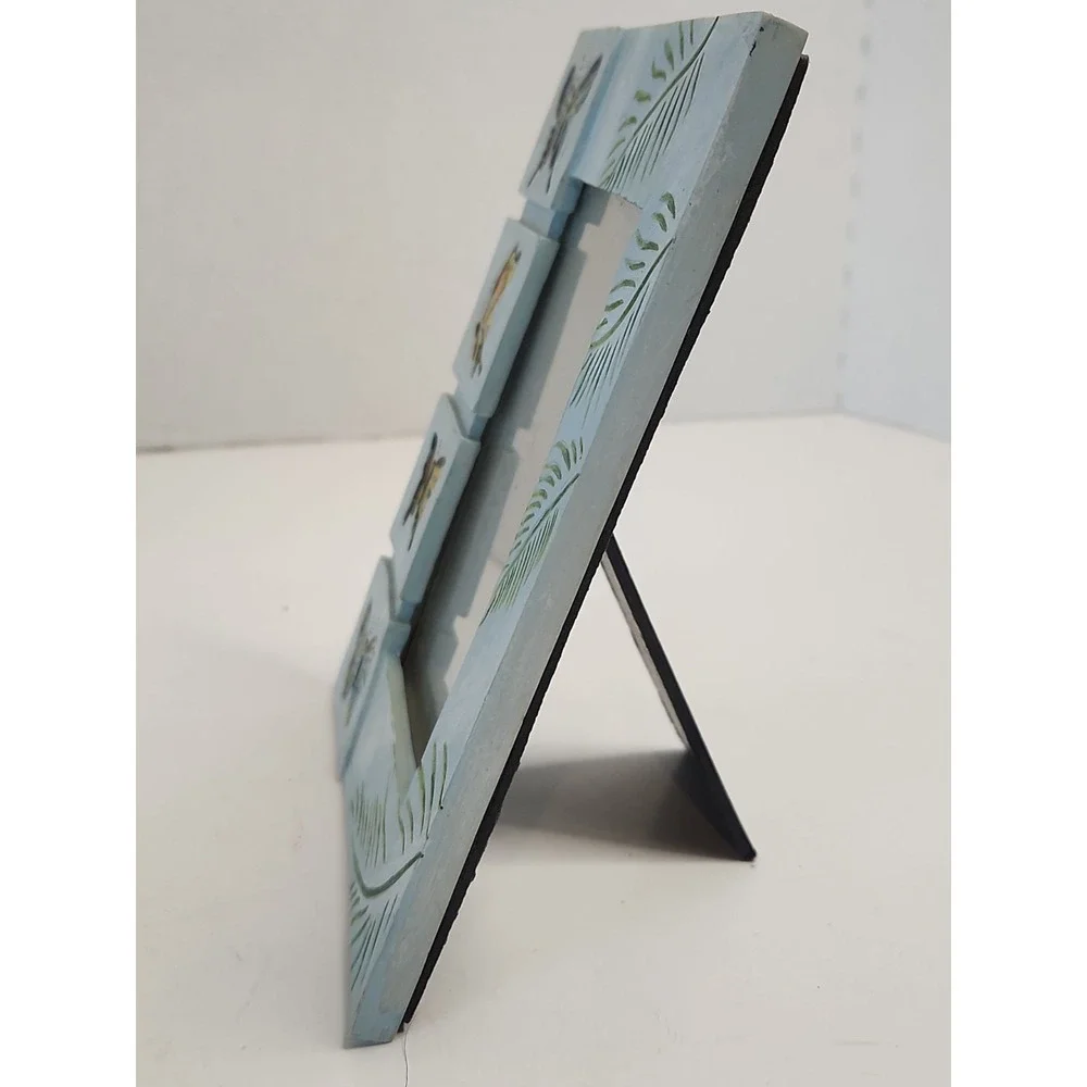 Vintage Butterfly Resin Picture Frame Etched Leaves 3D Relief 5.75x7 Holds 3x5